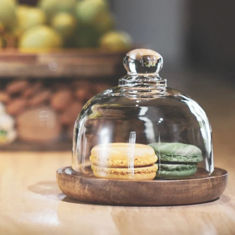 Food Storage Container Acacia Wood Lid Borosilicate Glass 7.9 in Kitchen Pantry Eco-Friendly Durable Airtight Organizer | Thomler