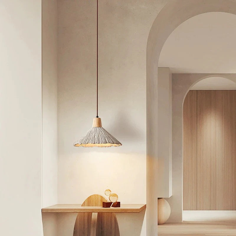 Pendant Light Cement 13.8 in Cream Dining Room Kitchen Island Hanging Ceiling Minimalist Wabi Sabi Rustic Fixture | Thomler
