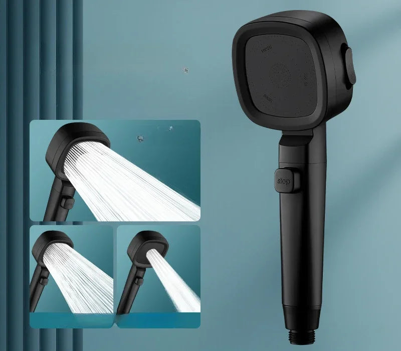 Handheld Spray Nozzle with Pause Button – 3 Spray Patterns, Universal Mount, ABS Body – For Low-Pressure Bathroom & Pet Washing | Thomler