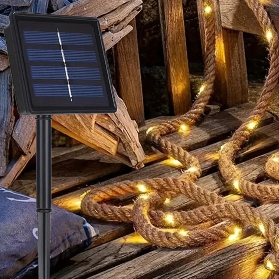 Outdoor Rope Light Hemp 16.4 ft Solar Powered 8 Colors Garden Patio Decoration | Thomler