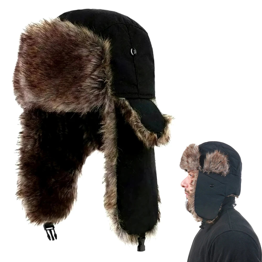 Insulated Trapper Hat with Ear Flaps & Faux Fur Lining – Windproof Winter Beanie for Men & Women | Thomler