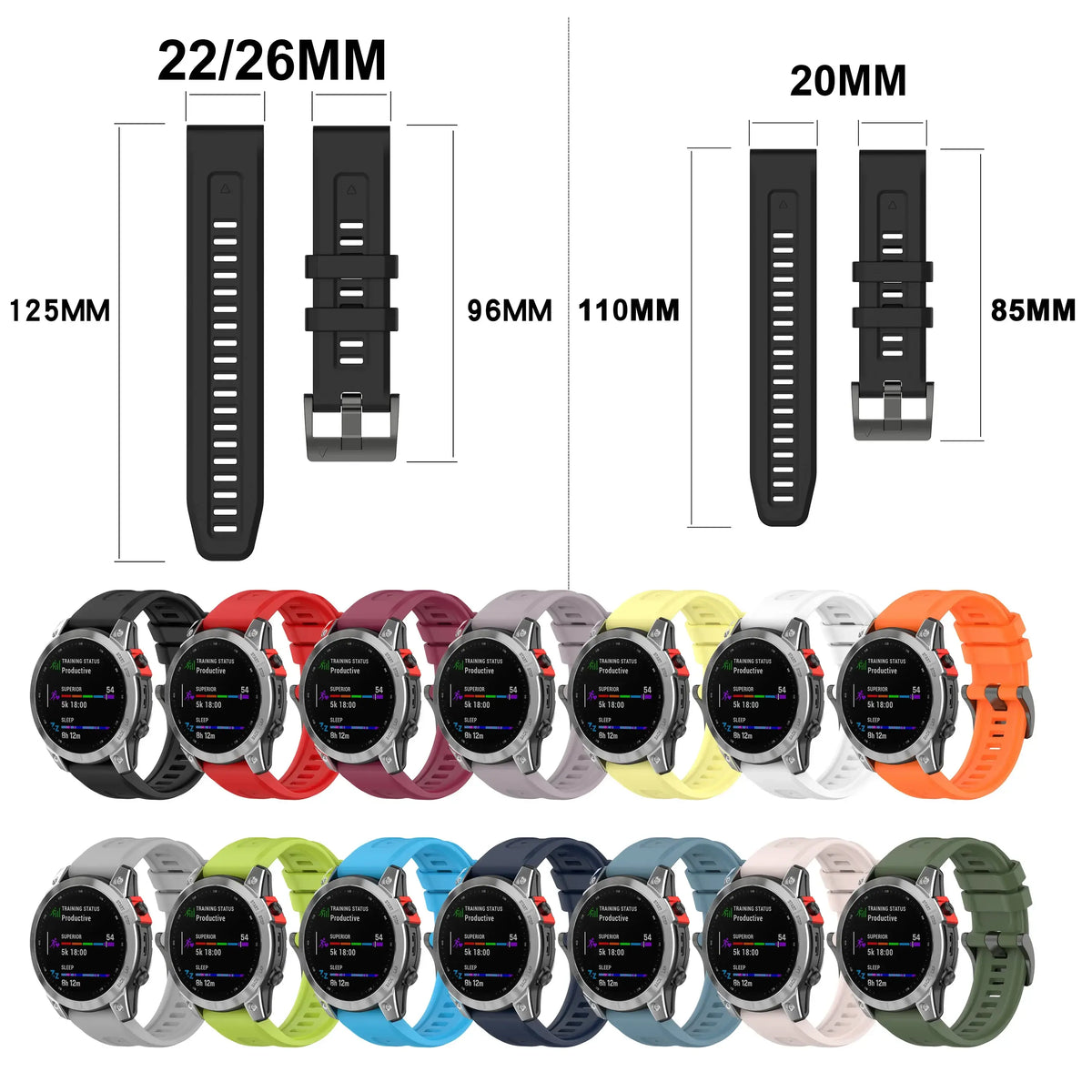Silicone Fitness Watch Strap Replacement Band Compatible with Fenix, Instinct & Venu | Quick-Release Pin | Sweat-Resistant | For Outdoor | Thomler