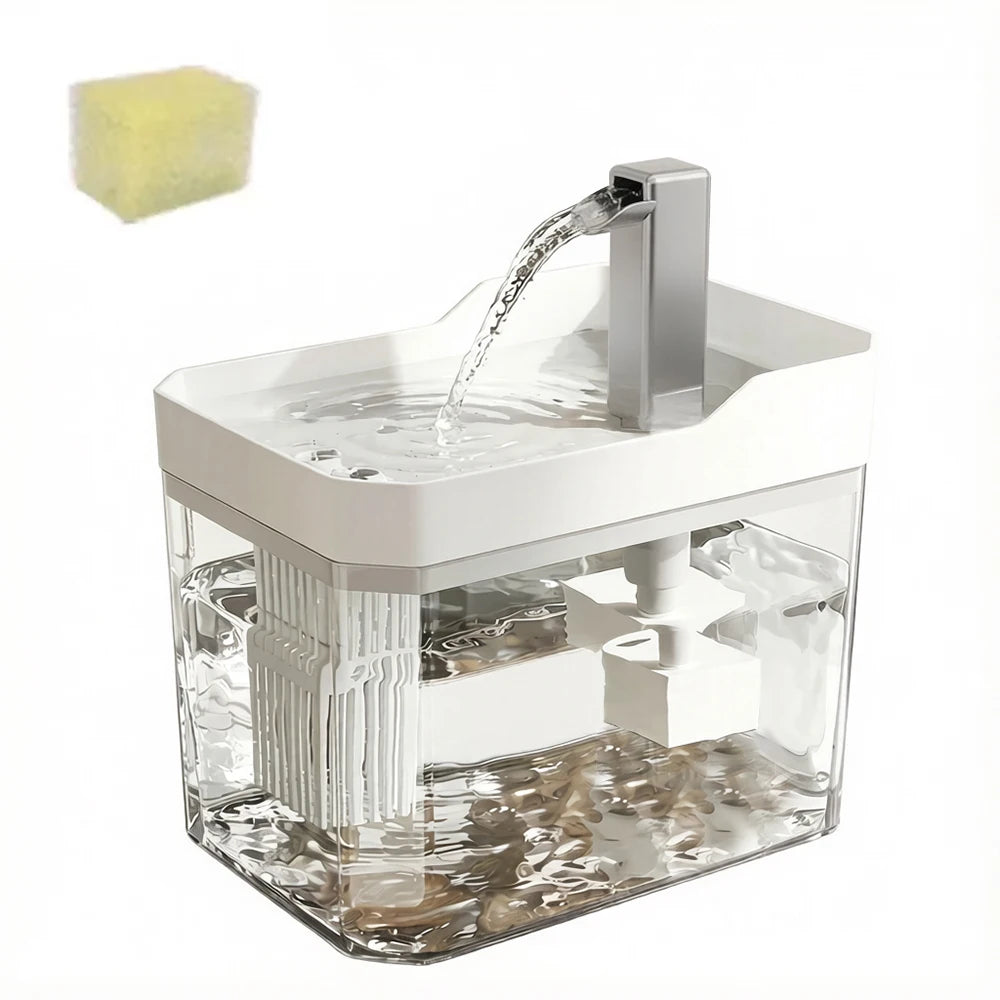 Circulating Cat Water Fountain with Pump & Filtration System, See-Through Design, Dry-Run Protection | Thomler