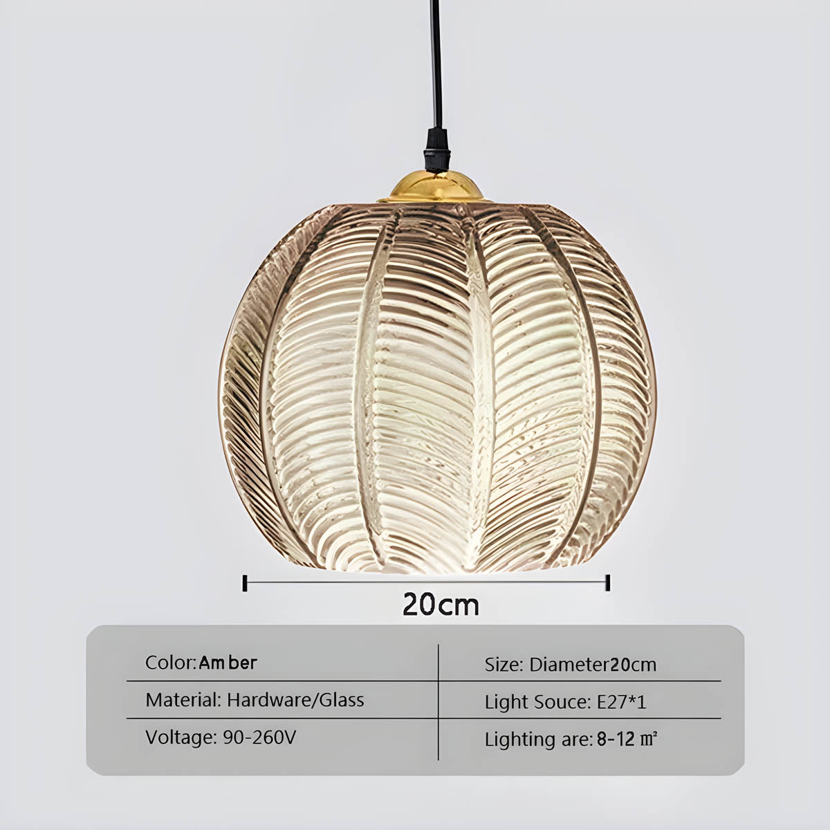 Pendant Light Glass 25.0 cm Green Dining Room Kitchen Island Hanging Ceiling Lamp Ribbed Globe E27 Retro Lighting | Thomler
