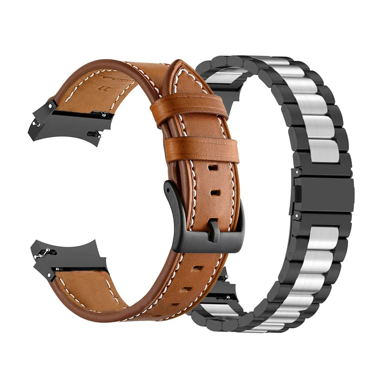 Leather & Steel Smartwatch Strap for Galaxy Watch 5 – Adjustable Wristband in Multiple Finishes | Thomler