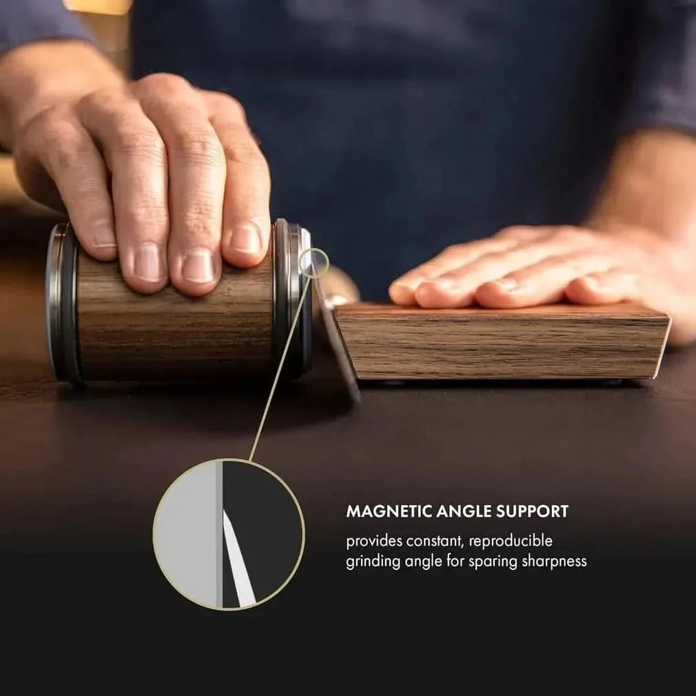 Rolling Knife Sharpener with Diamond-Coated Grinding Wheel for Kitchen Knives – Compact Professional Sharpening Tool for Razor-Sharp | Thomler