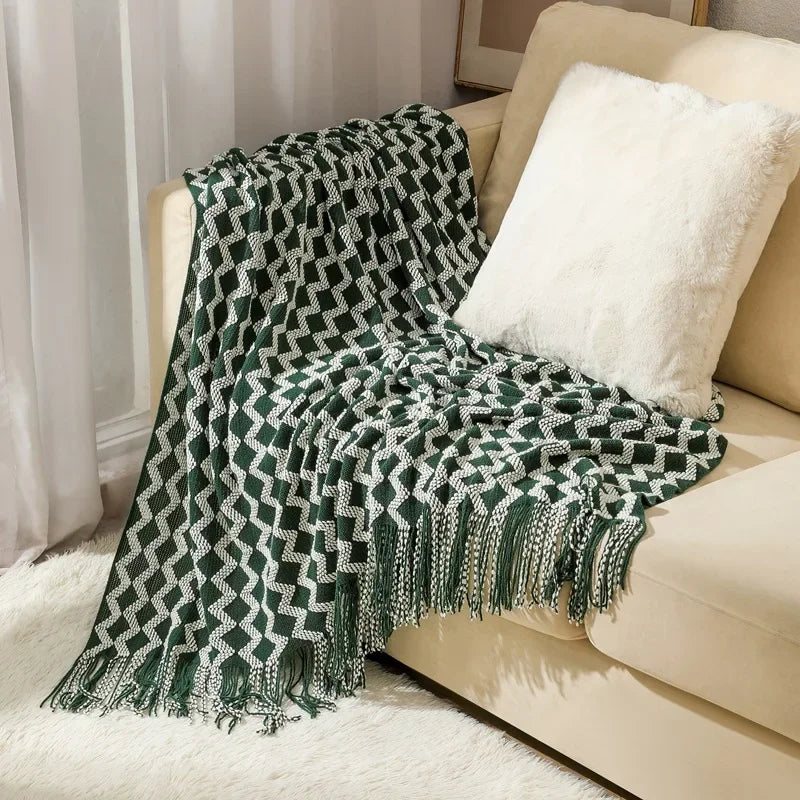 Chunky Knit Throw Blanket – Cozy Acrylic Sofa & Bed Cover for Living Room & Bedroom | Thomler