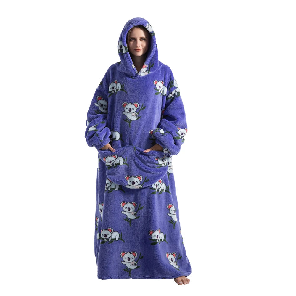 Oversized Wearable Throw with Sleeves – Ultra-Plush Hooded Wrap for All-Day Comfort – Sherpa Fleece Loungewear for Men & Women | Thomler