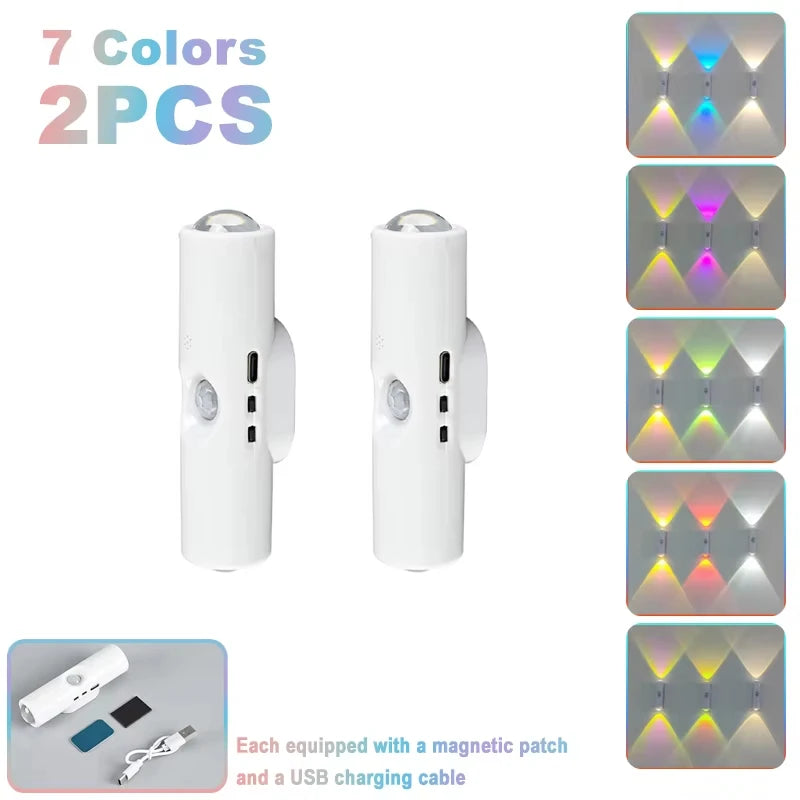 Rechargeable Dual-Head Motion Sensor RGB Spotlight Night Light for Closets Cabinets Hallways Bedrooms | Thomler