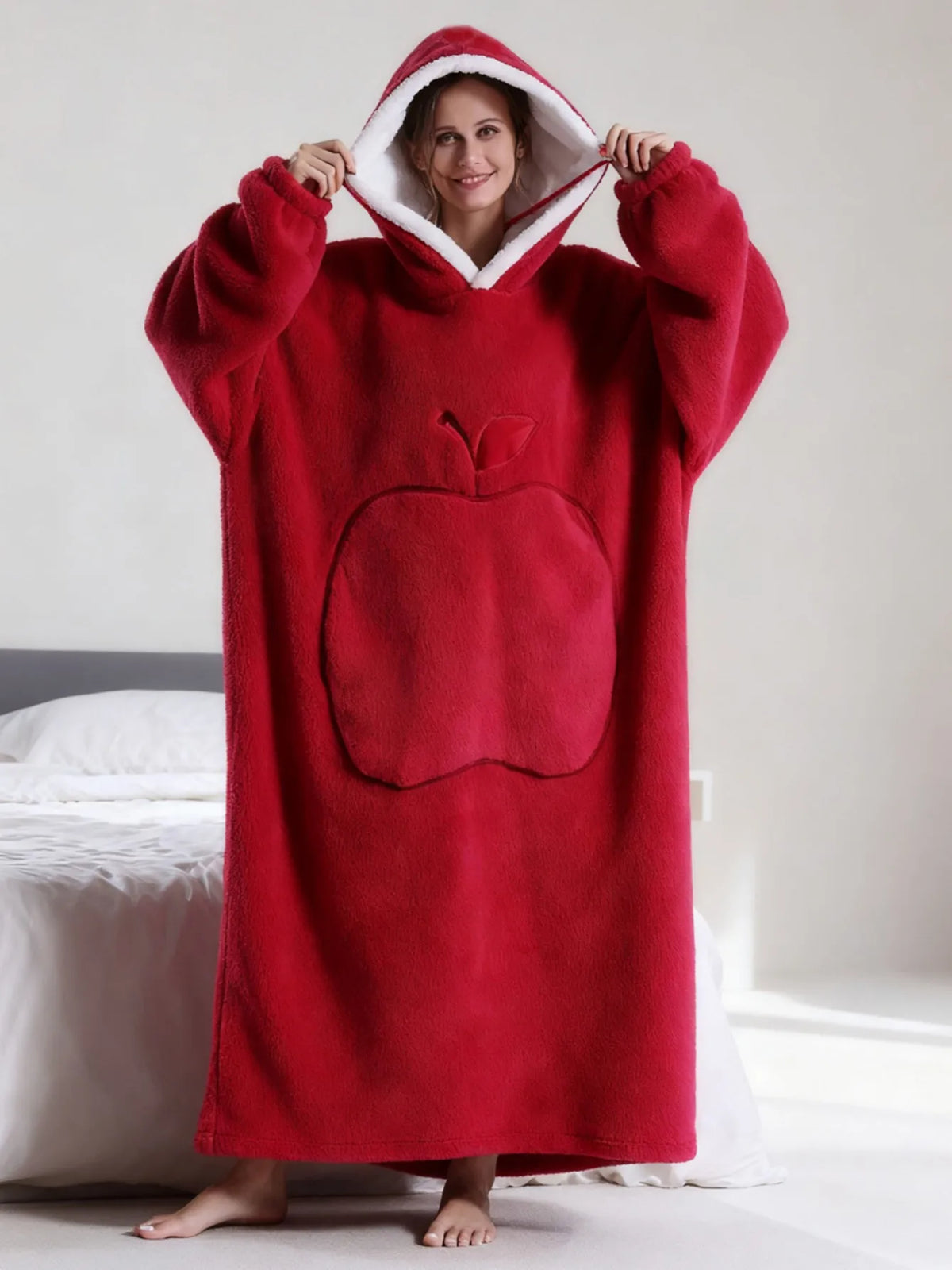 Oversized Wearable Blanket Hoodie with Sleeves – Plush Sherpa-Lined Loungewear for Adults – Cozy TV Throw Wrap for Home Relaxation, Winter | Thomler