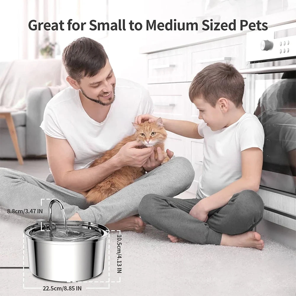 USB-Powered Hydration Station for Dogs & Cats 108 fl oz Stainless Steel Recirculating Bowl Silent Pump Dual Filter System for Small Medium | Thomler