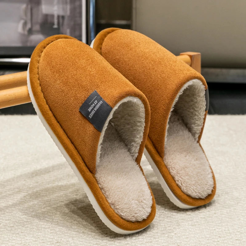 Men's Suede Indoor Slippers – Quiet Cushioned House Shoes with EVA Sole, Lightweight Anti-Slip for Fall & Winter | Thomler