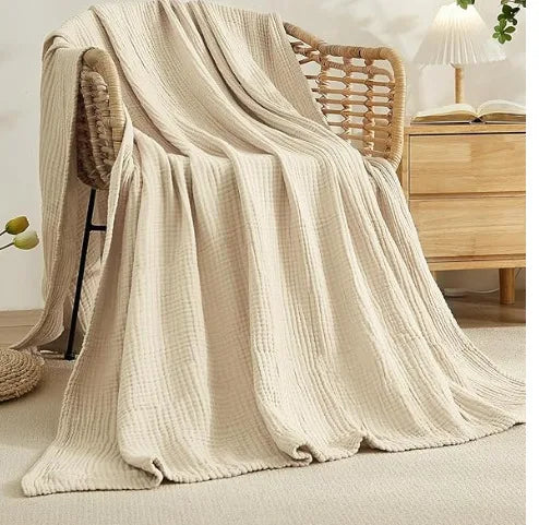 Pure Cotton Gauze Throw Blanket for Couch & Bed – Lightweight Breathable All-Season 100% Muslin Weave | Thomler