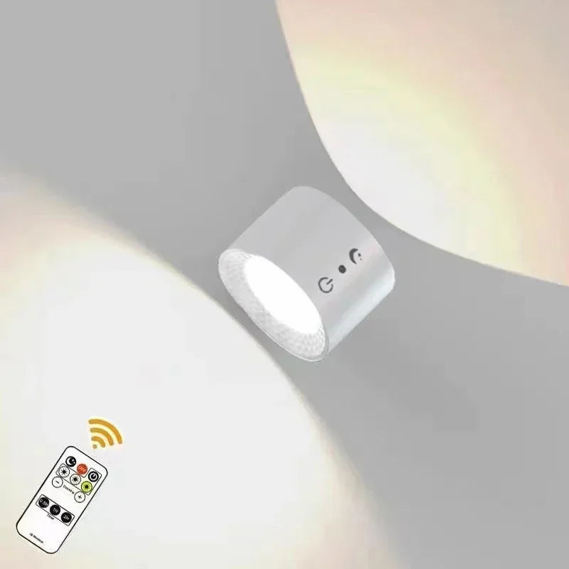 Wireless Magnetic LED Sconce with Remote – Rechargeable Reading Light, 360° Swivel Dual Head, Dimmable Touch Control for Bedroom & Hallway | Thomler