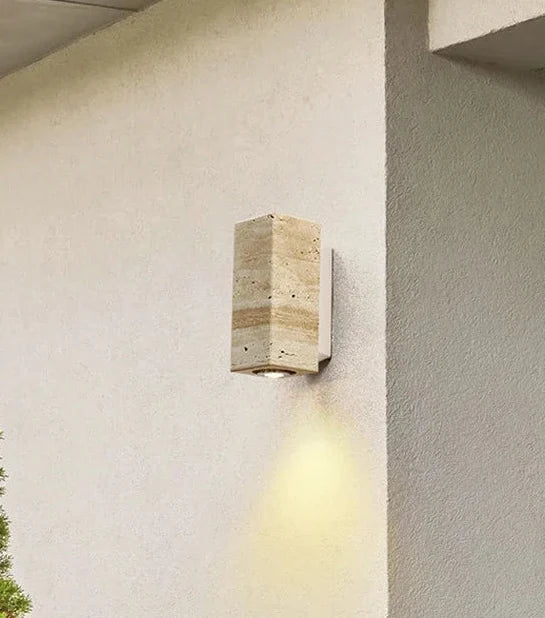 Natural Stone Sconce with Wooden Accent – Modern Wall Fixture for Bedrooms & Hallways | Thomler