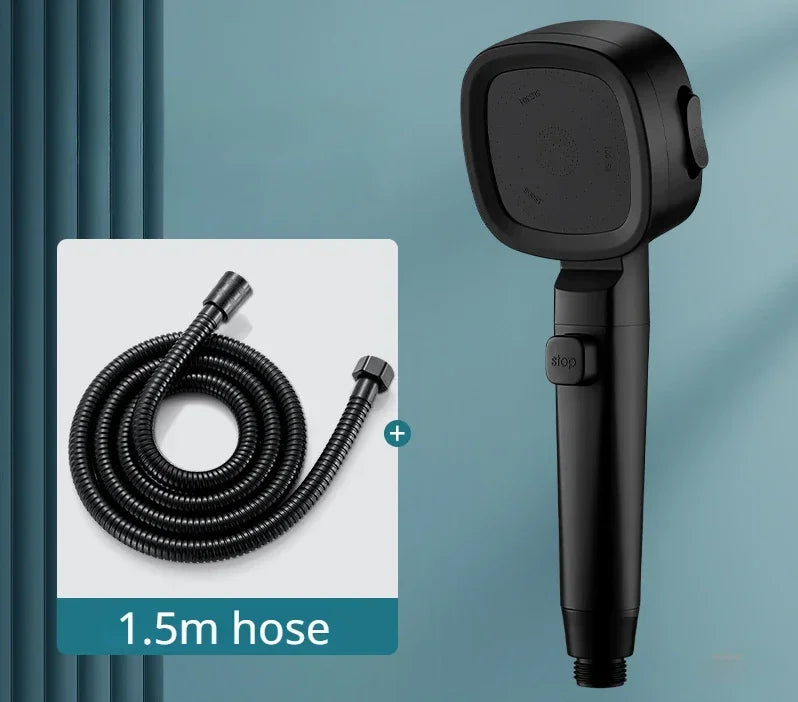 Handheld Spray Nozzle with Pause Button – 3 Spray Patterns, Universal Mount, ABS Body – For Low-Pressure Bathroom & Pet Washing | Thomler
