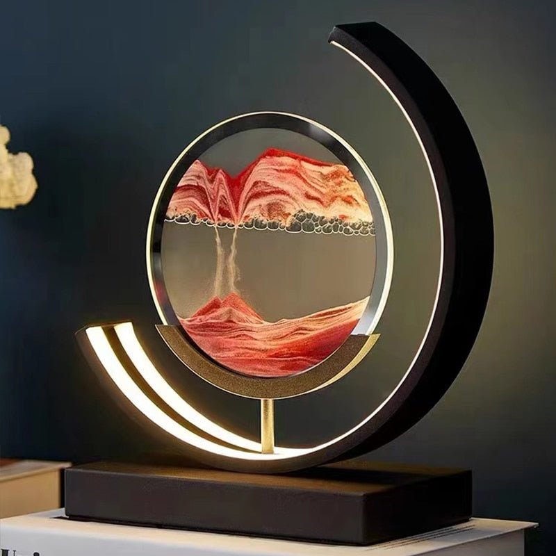 Rotating Sand Art LED Desk Lamp – Motion Sculpture with Warm Light for Office, Bedroom & Living Room Décor | Thomler