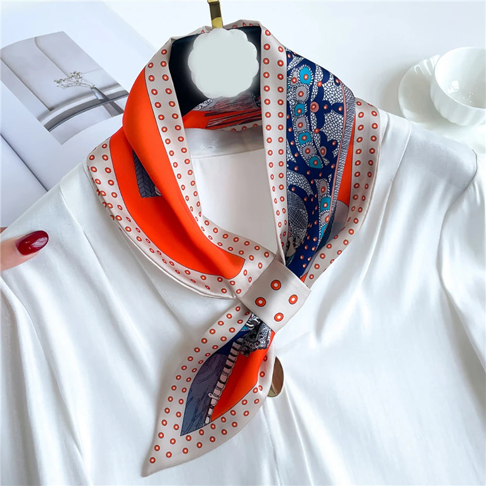 Equestrian Animal Print Skinny Neck Scarf for Women Satin Ribbon Bandana Hair Tie Wrist Wrap Accessory Multi-Use Fashion Scarf Year-Round | Thomler