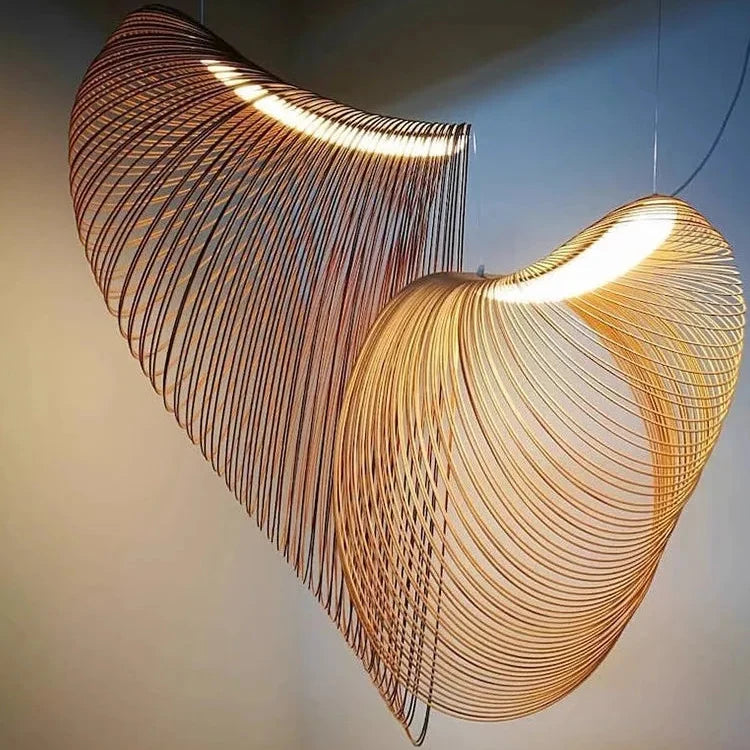 Hand-Woven Bamboo Pendant Light Fixture – Organic Cage Ceiling Lamp for Dining Room & Living Room | Thomler