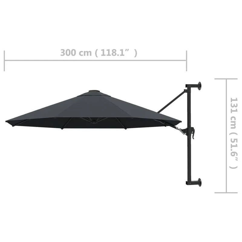 Half-Round Wall-Mounted Patio Shade – 10 ft Crank-Open Outdoor Canopy for Small Spaces, Deck & Courtyard | Thomler