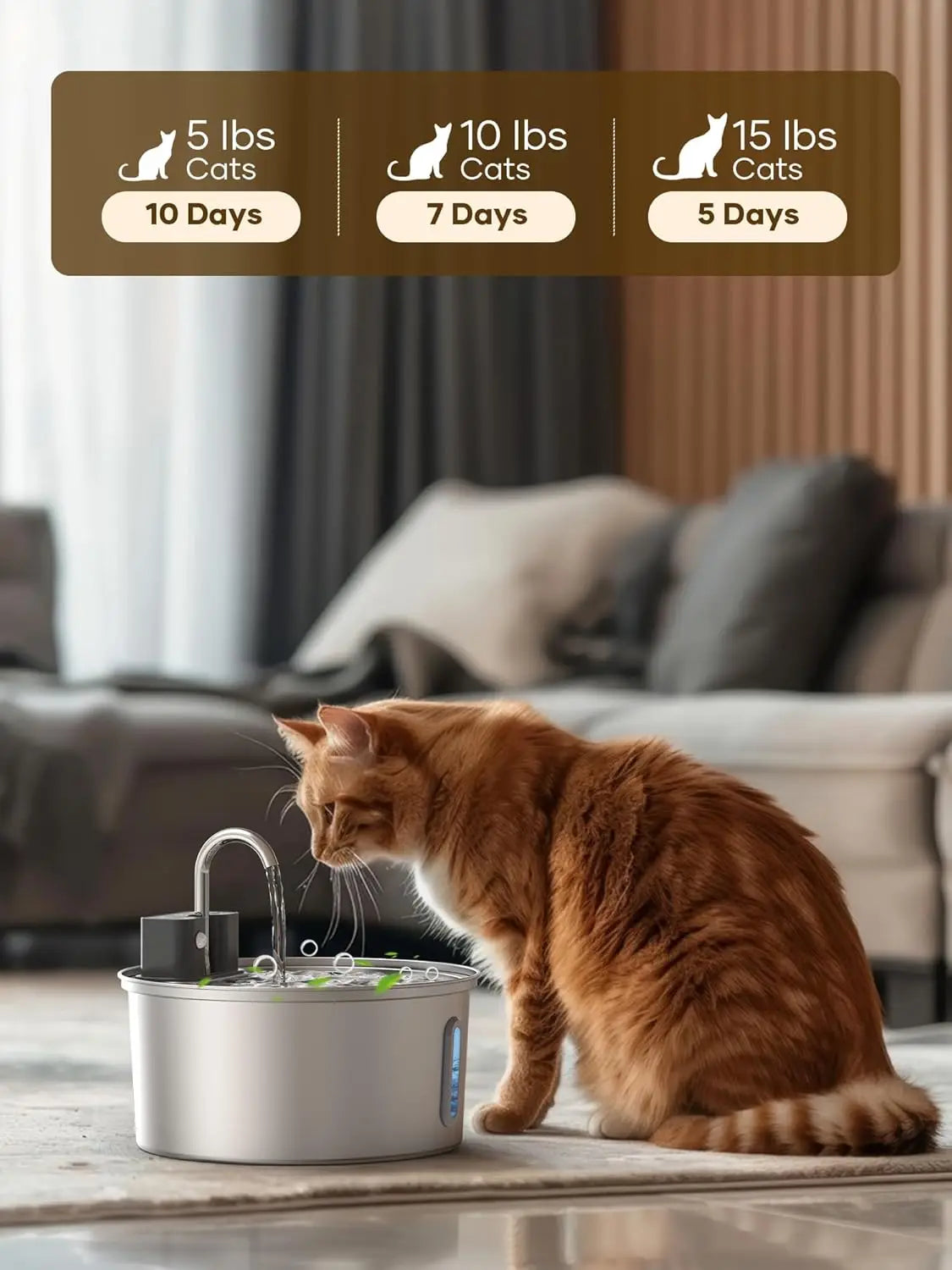 Rechargeable Motion-Activated Pet Hydration Station – 101 fl oz Stainless Construction, Battery-Powered Circulation System for Dogs & | Thomler
