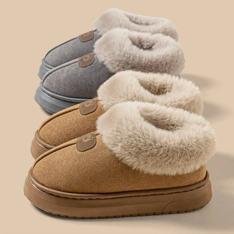 Ankle-High Plush House Slippers – Cushioned EVA Base, Fleece Warmth, Indoor/Outdoor Use for Men & Women | Thomler