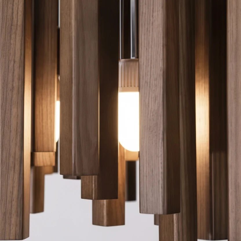 Sculptural Timber Ring Chandelier with Integrated LED – Modern Japanese-Inspired Design for Dining Room & Bedroom | Thomler