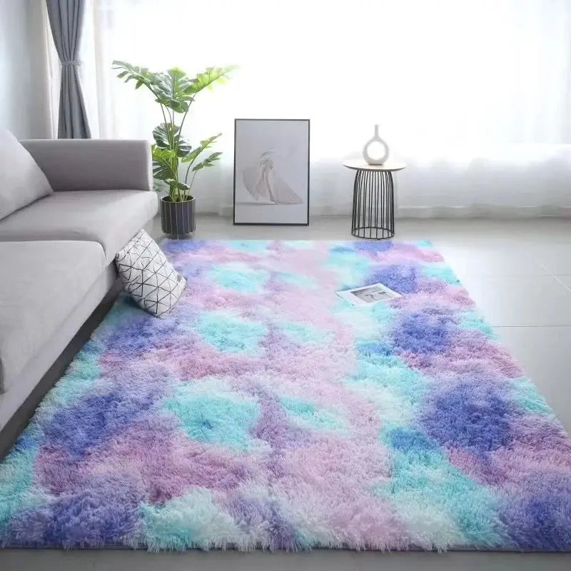 Tie-Dye Area Rug – Plush Non-Slip Machine Washable Floor Mat for Living Room, Bedroom & Playroom – Soft Polyester Carpet with PVC Backing | Thomler