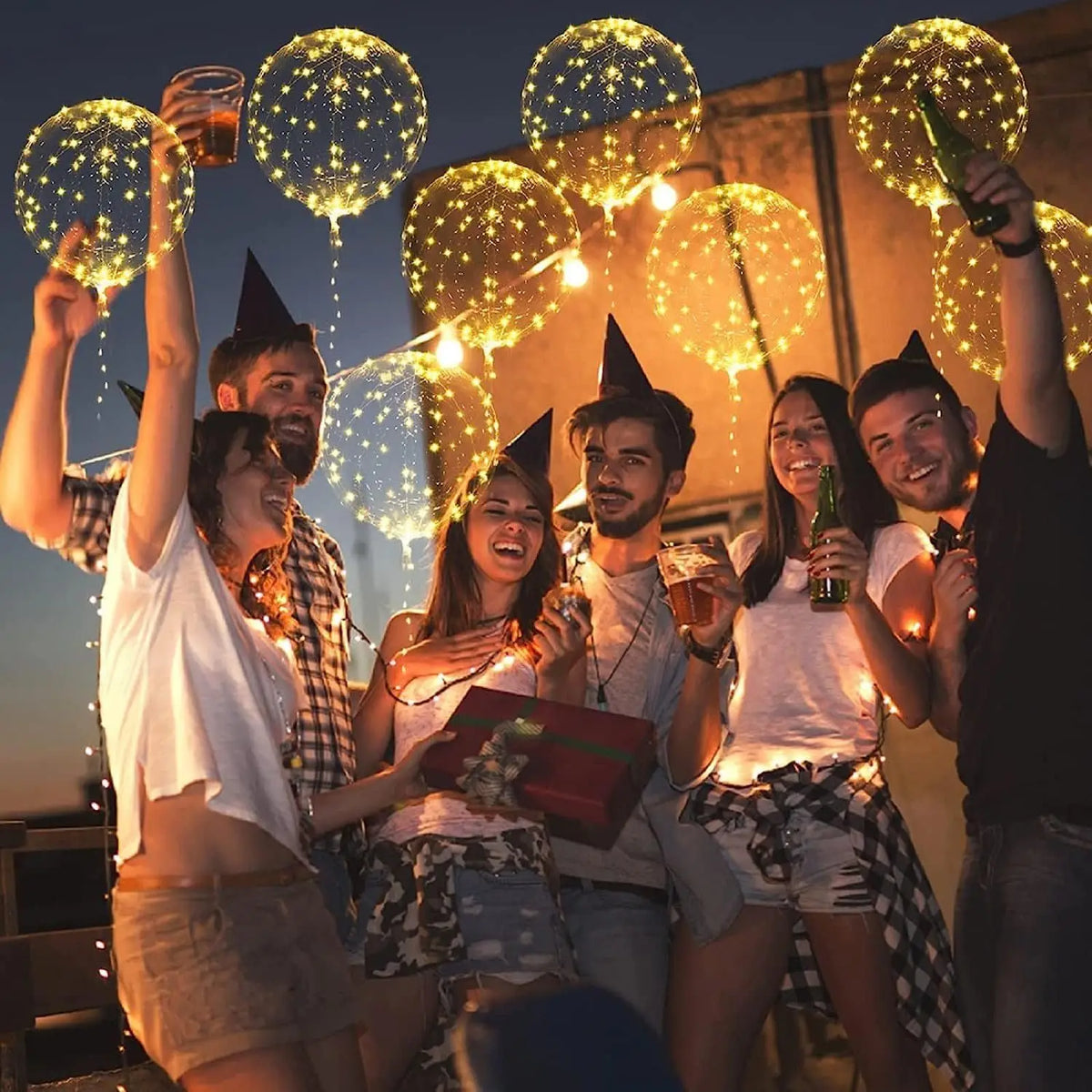 Light-Up Clear Party Balloons with LED String Lights – 20 Inch Transparent Round Balloons for Weddings, Birthdays & Events | Thomler