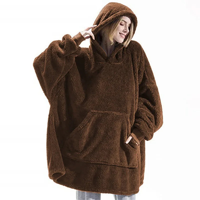 Wearable Blanket Hoodie with Sleeves – Oversized Reversible Fleece Throw Sweatshirt for Adults & Couples – Ultra Soft Plush Loungewear for | Thomler