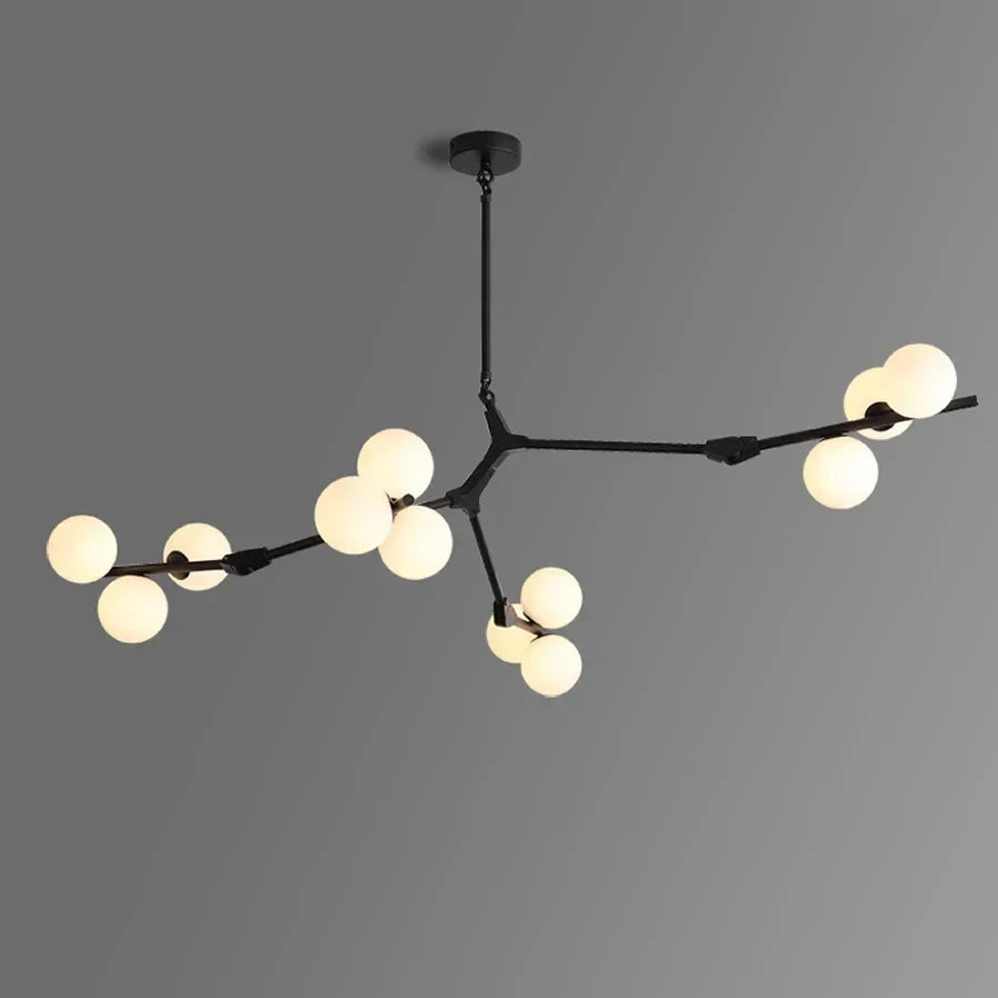 Pendant Light Metal Branch 178.0 cm Matte Glass Living Room Dining Room Ceiling Chandelier Adjustable Multi Globe Lighting | Thomler