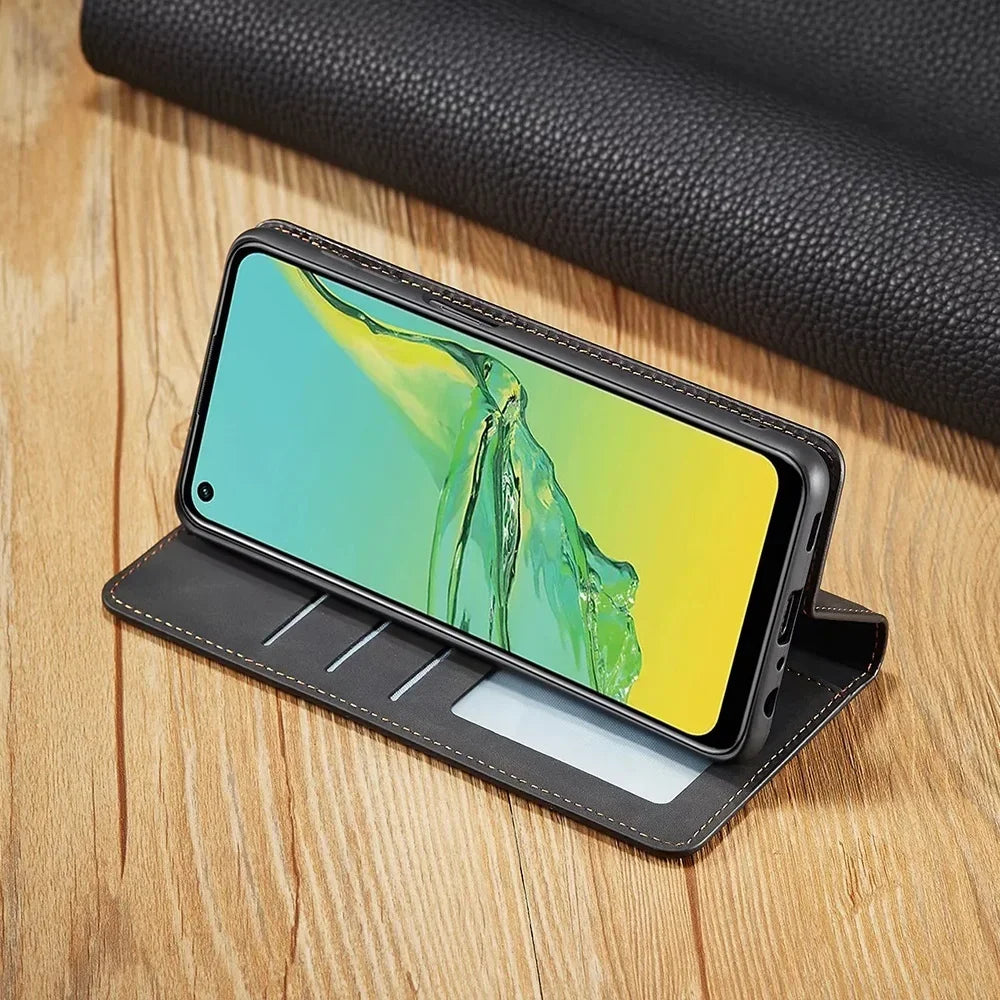Magnetic Leather Wallet Case for Samsung Galaxy with Card Slots & Flip Cover | Premium Folio Protection for Galaxy S24 Ultra S23 S22 S21 S20 | Thomler