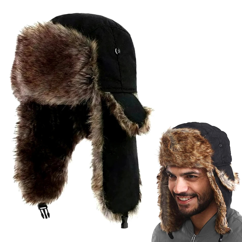 Insulated Trapper Hat with Ear Flaps & Faux Fur Lining – Windproof Winter Beanie for Men & Women | Thomler