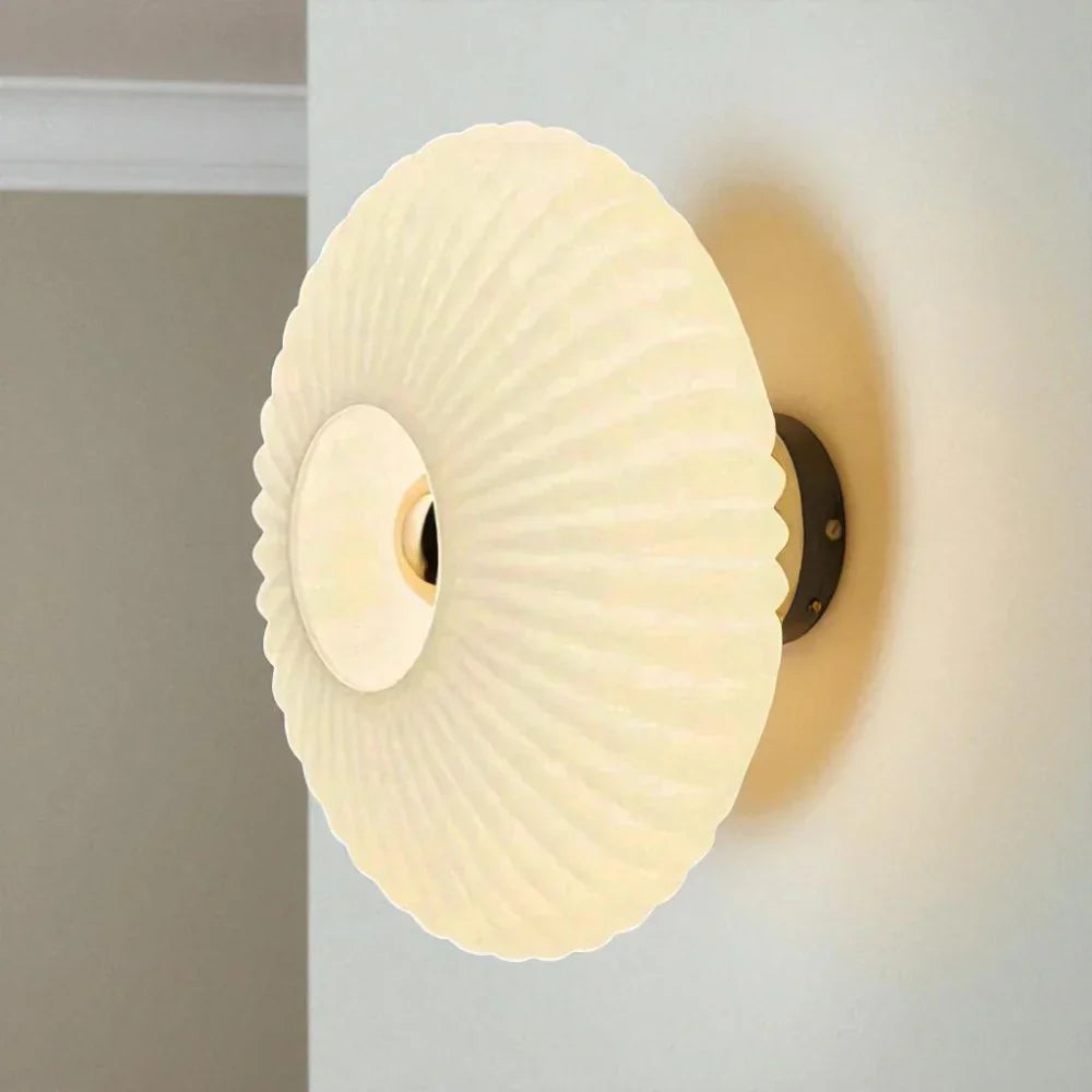 Wall Lamp Ribbed Glass Amber Gold Indoor Decorative Accent Lighting Art Deco Boho Bedroom Hallway Living Room Sconce | Thomler