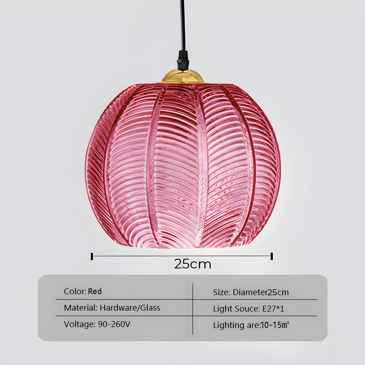 Pendant Light Glass 25.0 cm Green Dining Room Kitchen Island Hanging Ceiling Lamp Ribbed Globe E27 Retro Lighting | Thomler