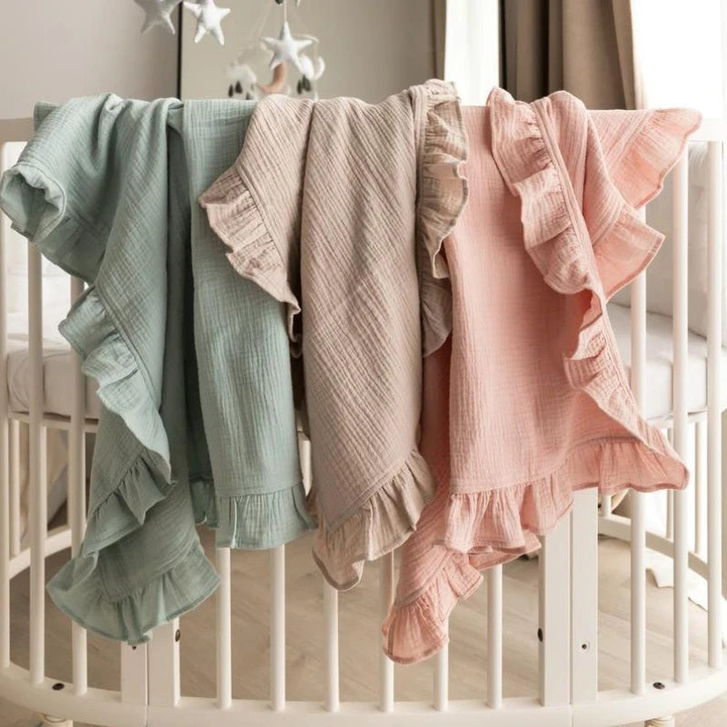 Biologisch katoenen babydekens pasgeboren mousseline inbakeren babywikkel gaas ruches deken beddengoed artikelen babyaccessoires
