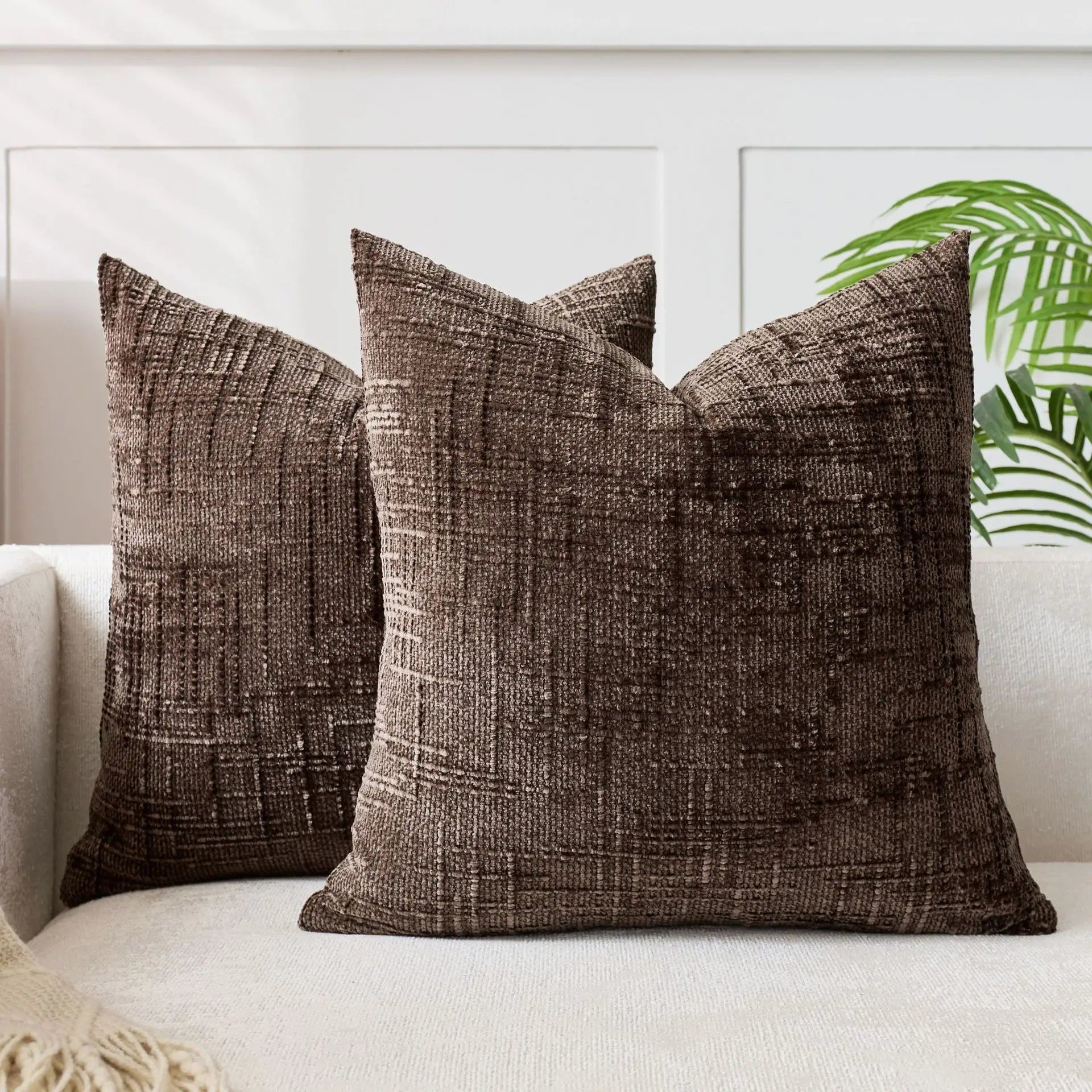 Cushion Cover Chenille 45.0 cm Decorative Sofa Bedroom Pillow Case Textured Bamboo Pattern Soft Throw Cushion | Thomler