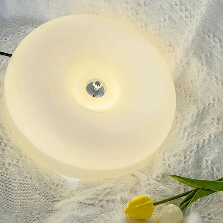 Flush-Mount Ivory Glass LED Fixture – Modern Round Dome Overhead Lamp for Bedroom, Kitchen, Study | Thomler