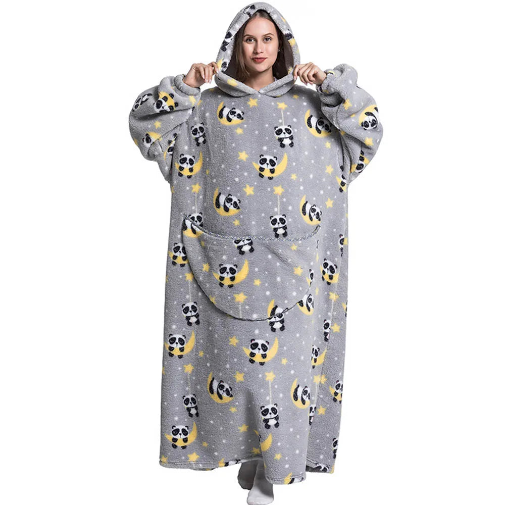 Oversized Wearable Throw with Sleeves – Ultra-Plush Hooded Wrap for All-Day Comfort – Sherpa Fleece Loungewear for Men & Women | Thomler