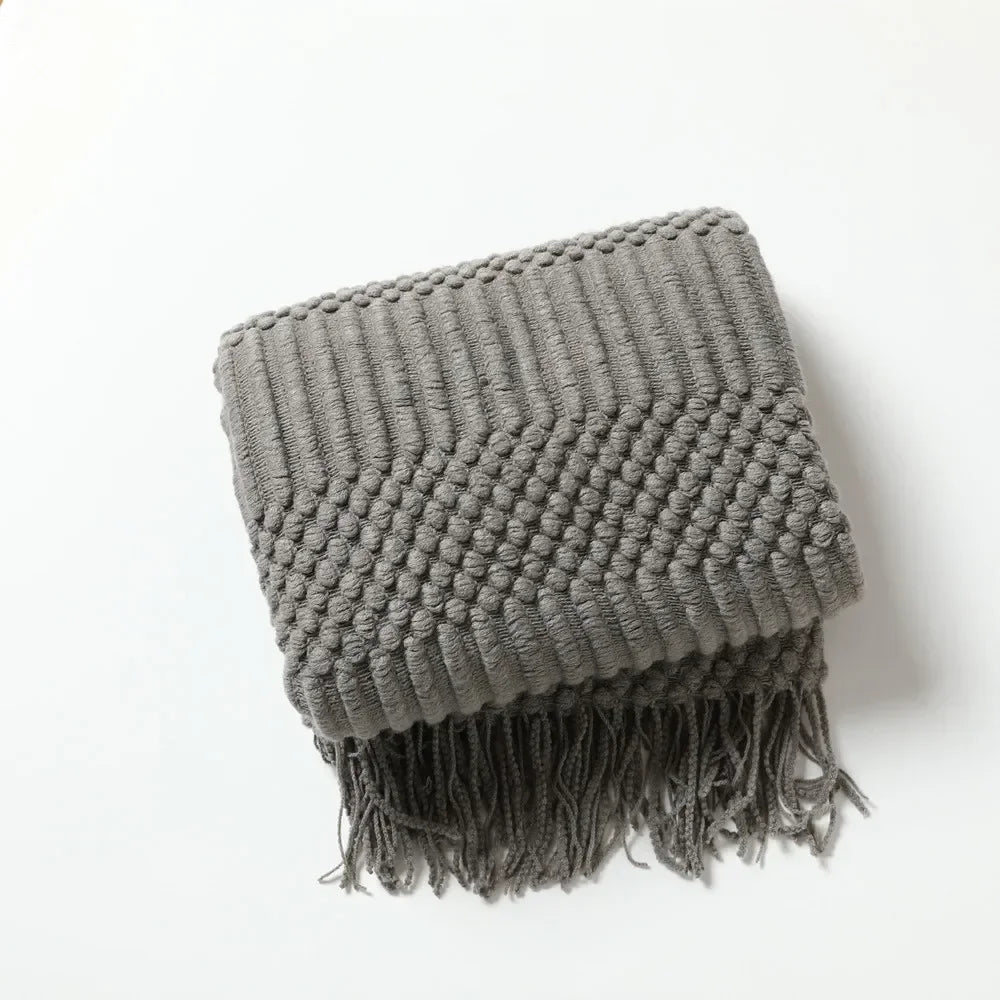 Chunky Knit Throw Blanket – Cozy Acrylic Sofa & Bed Cover for Living Room & Bedroom | Thomler