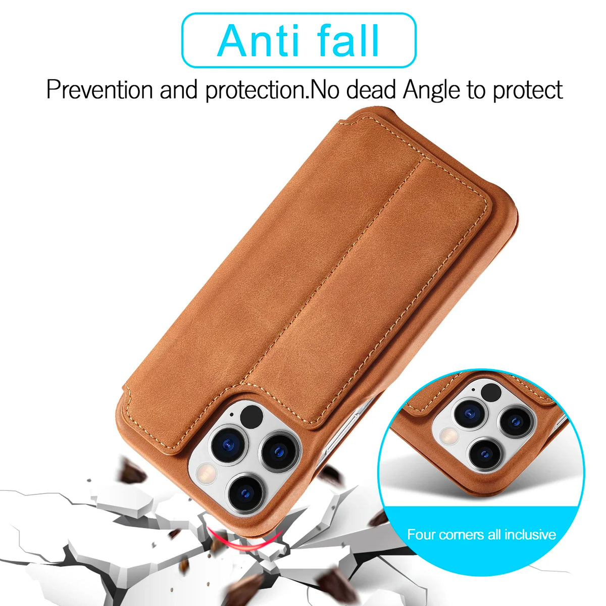 Folio Case for iPhone with Card Slots & Magnetic Closure – Faux Leather Flip Cover for iPhone 16, 15, 14, 13, 12, 11, Pro Max, Mini, XS | Thomler