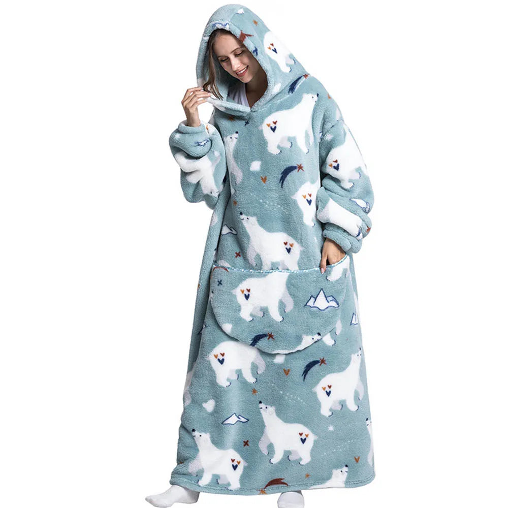 Oversized Wearable Throw with Sleeves – Ultra-Plush Hooded Wrap for All-Day Comfort – Sherpa Fleece Loungewear for Men & Women | Thomler