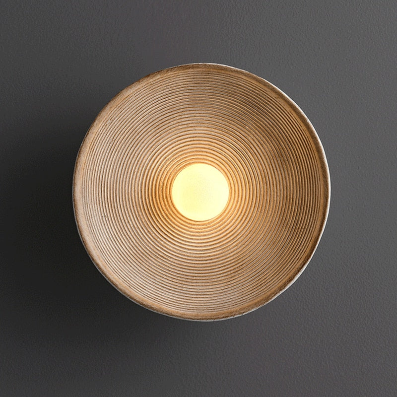 Wall Lamp Wood Glass 27.0 cm Natural Bedroom Hallway Japandi Retro Vintage Ambient Lighting Fixture | Thomler
