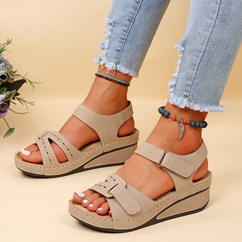 Women's Arch Support Sandals with Adjustable Hook & Loop Straps – Cushioned Footbed, Anti-Slip Sole for All-Day Comfort, Summer Walking | Thomler