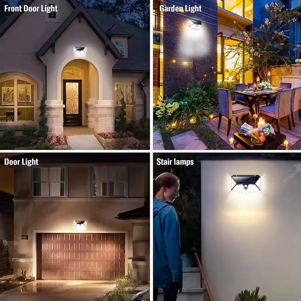 Motion-Activated Solar Security Light with 100 LEDs for Outdoor Walls | Thomler