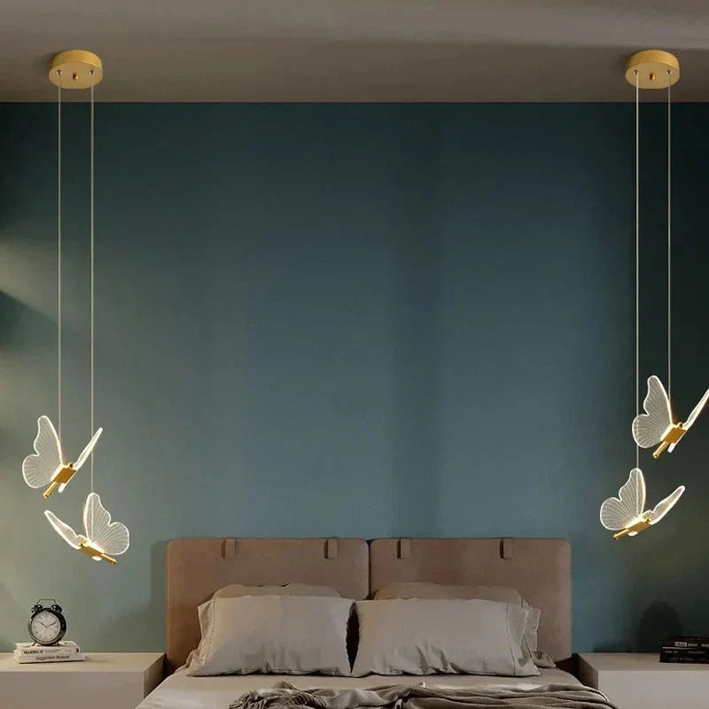 Butterfly Wing LED Hanging Light – Etched Acrylic Pendant with Adjustable Cord | Thomler