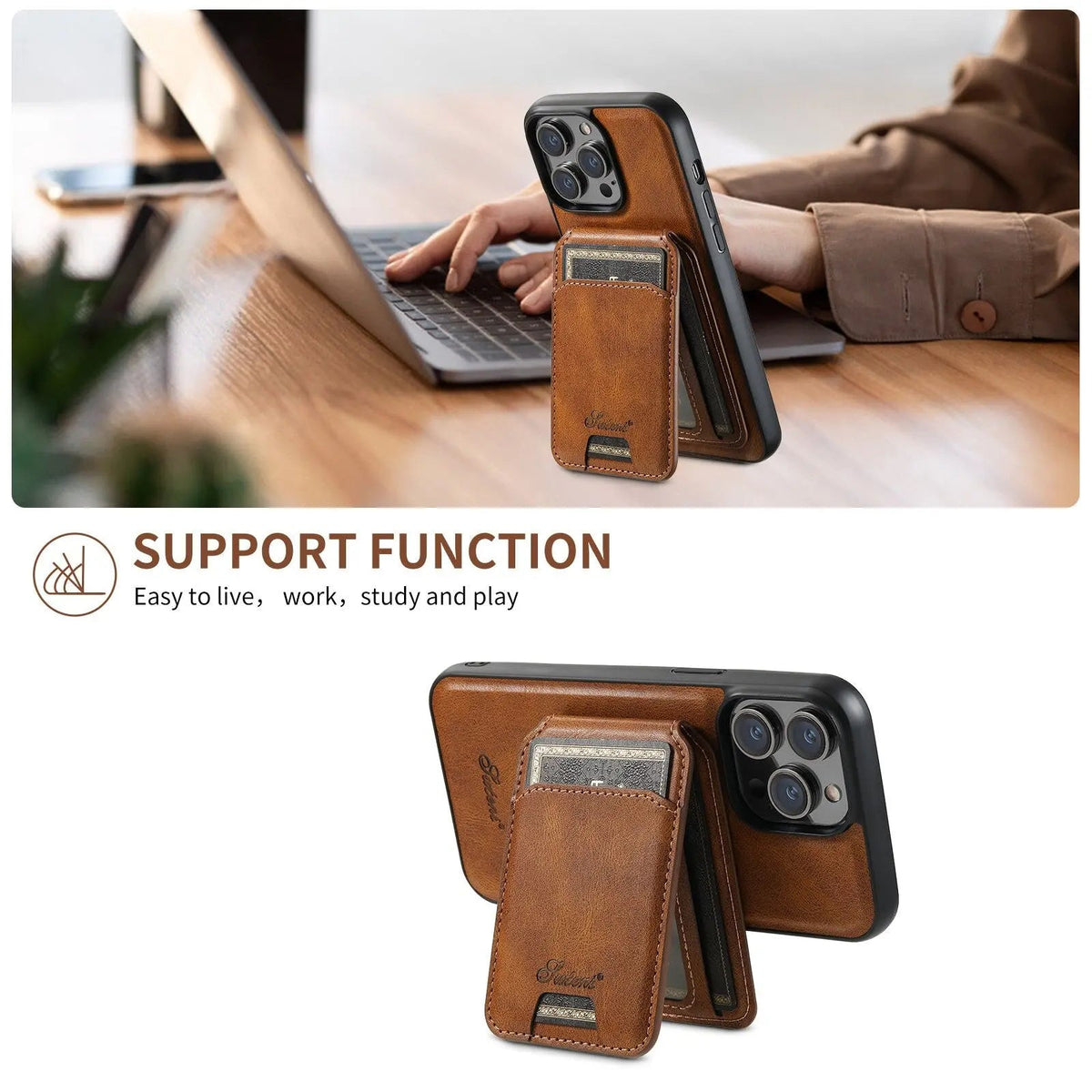 Folio Phone Case with Card Holder for iPhone 15, 15 Pro, 15 Plus, 15 Pro Max – Textured Finish with Raised Edge Protection | Thomler