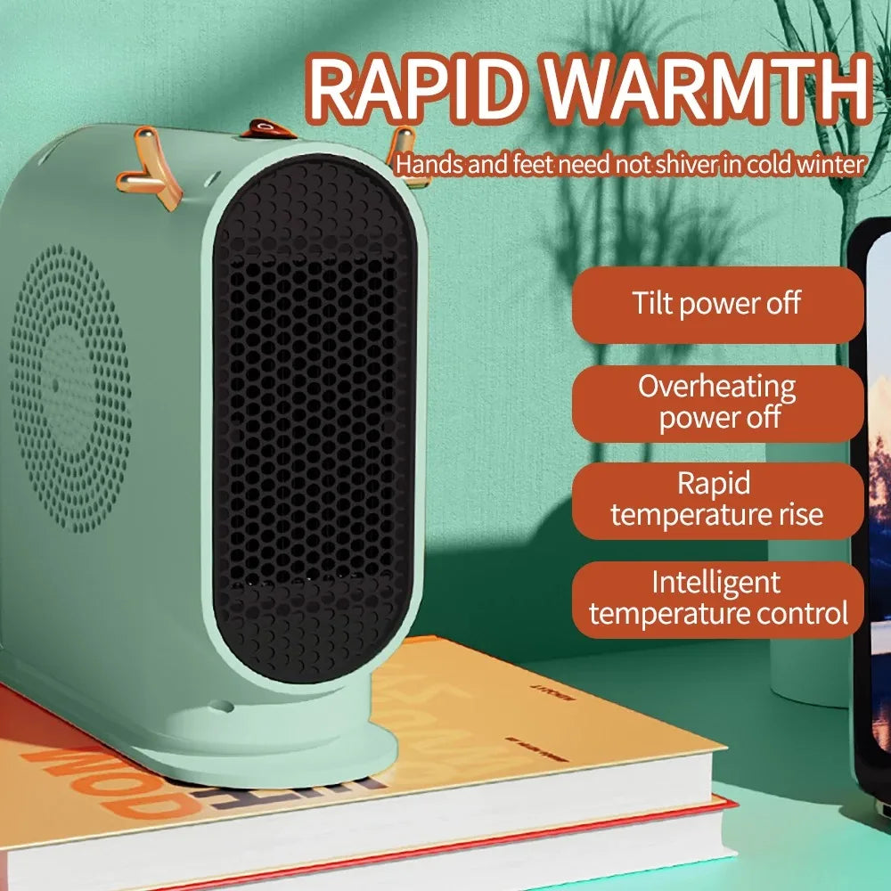 Compact 500W Ceramic Space Heater with Auto Shutoff & Tip-Over Protection for Bedroom Office Desktop | Thomler
