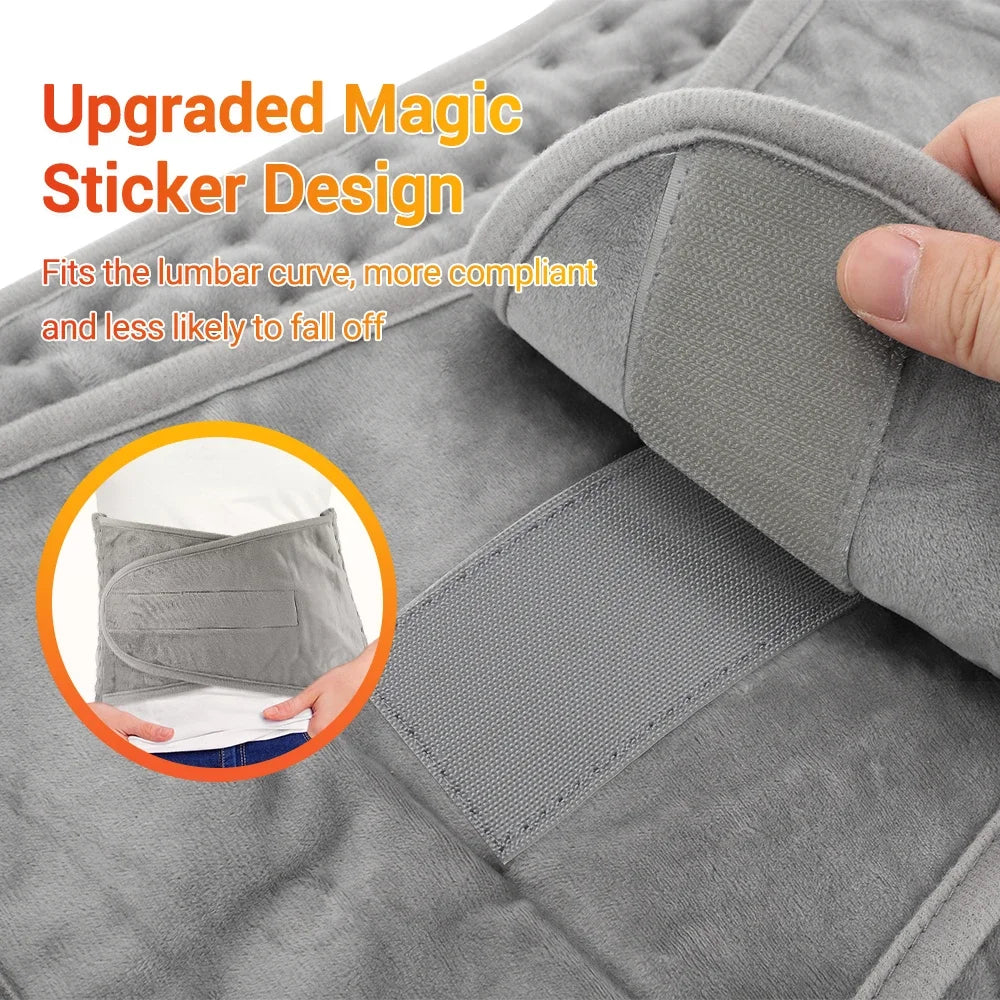 Multi-Zone Microplush Wrap Pad 9-Level Adjustable Timer 75W Waist Back Abdomen Legs Hands Home Office Silver Gray | Thomler