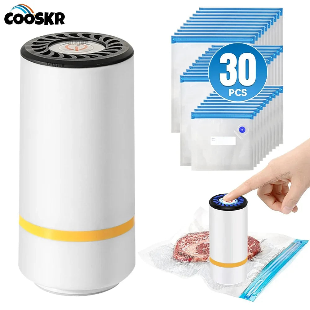 Rechargeable Handheld Food Vacuum Sealer with Reusable Storage Bags – Portable Kitchen Sealing System for Meal Prep & Freshness | Thomler